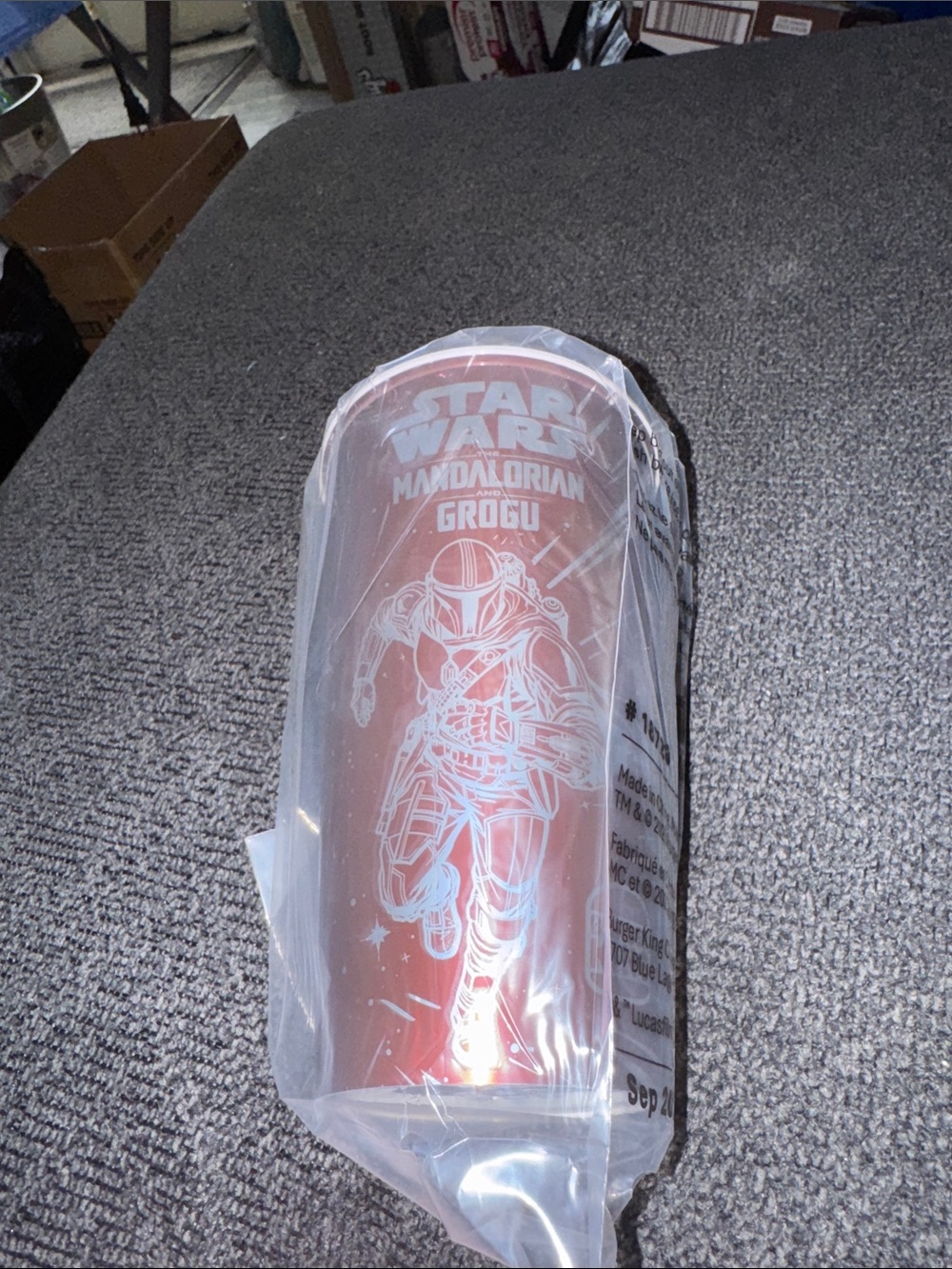 Star Wars Burger King Tumbler Grogu & Mandalorian Burgundy Red Graphic Cup